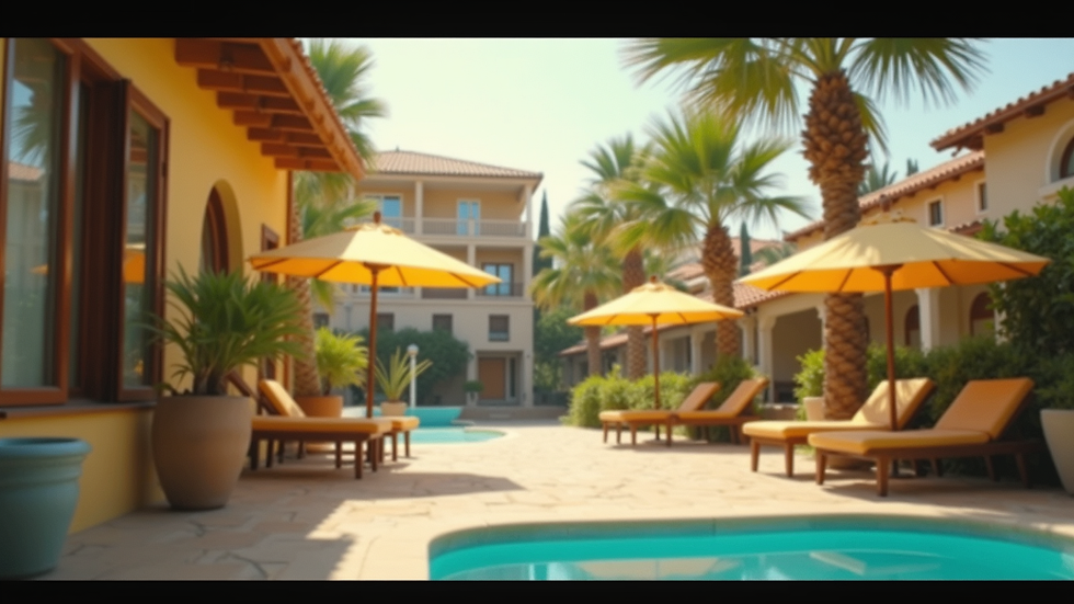 Eye-level view of a vibrant outdoor setting with interactive video elements