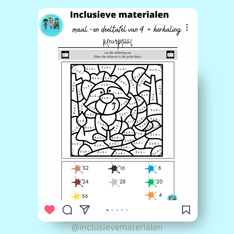 Thumbnail: maal -en deeltafel van 4