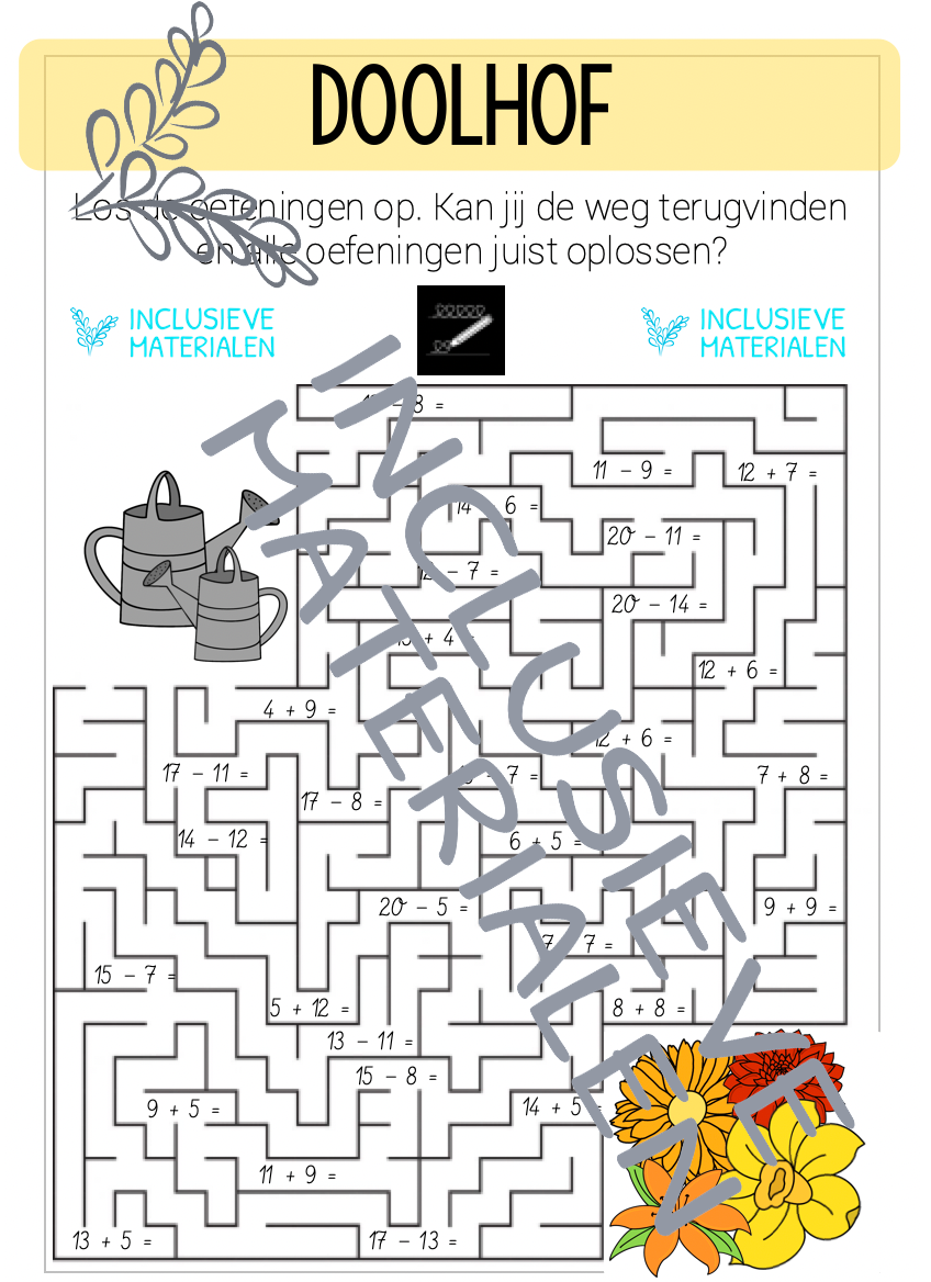 Optellen en aftrekken tot 20 met en z onder brug MET DOELEN EN CSA MODEL