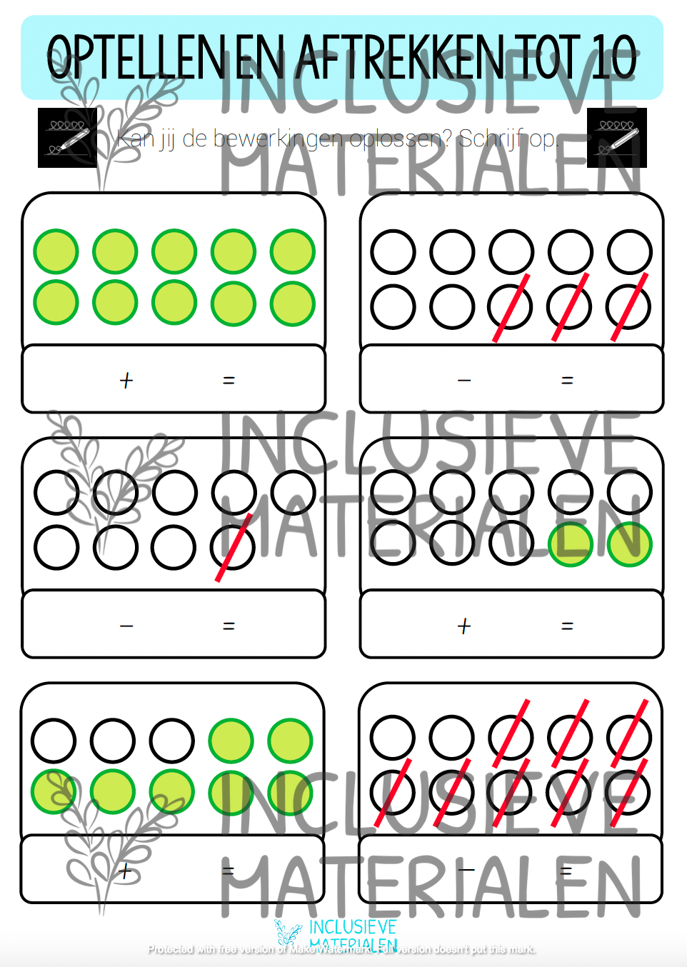 Thumbnail: Optellen en aftrekken tot 10 CSA model en DOELEN