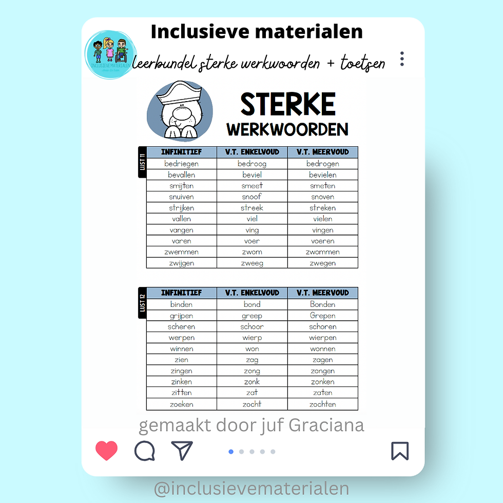 Thumbnail: Leerboekje sterke werkwoorden V.T. + toetsen