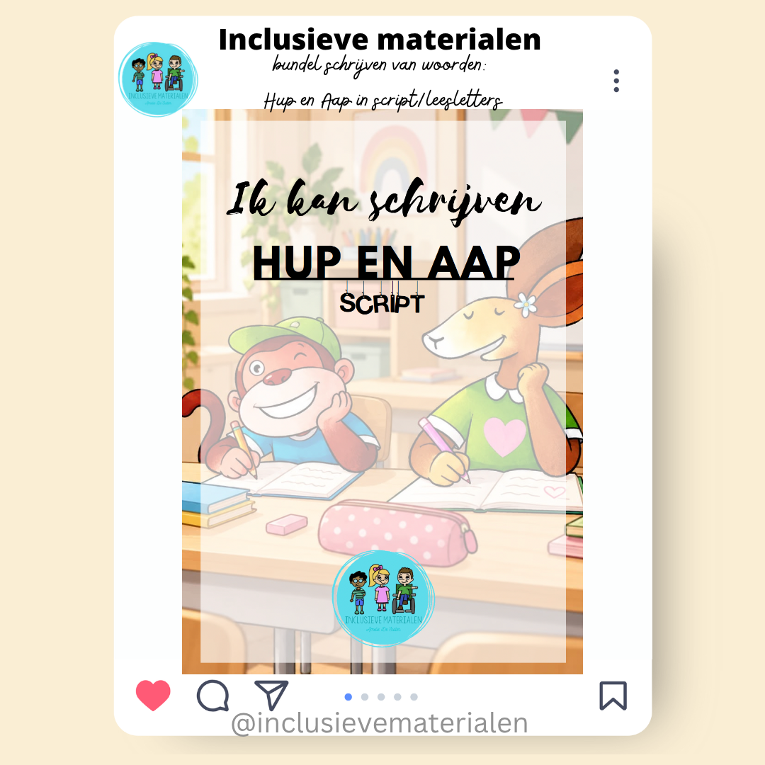 Bundel: ik leer schrijven met Hup en Aap : script/leesletters