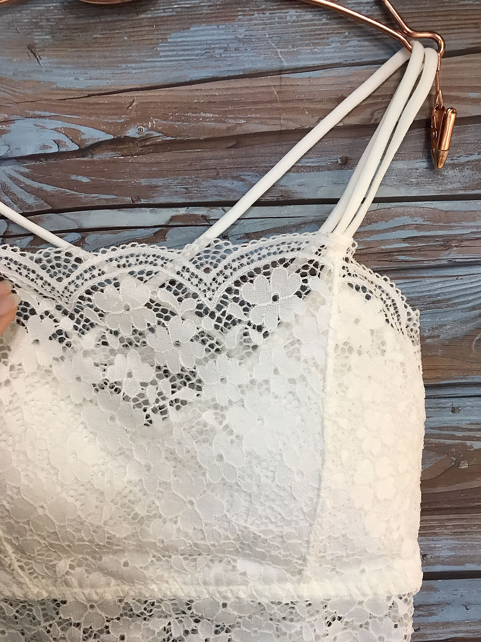 縮圖：波浪蕾絲抹胸雙幼交叉背吊帶可拆墊半截TOP