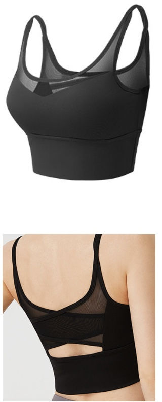 縮圖：前胸網交叉網背開窿雙肩帶柔滑舒適運動BRA TOP