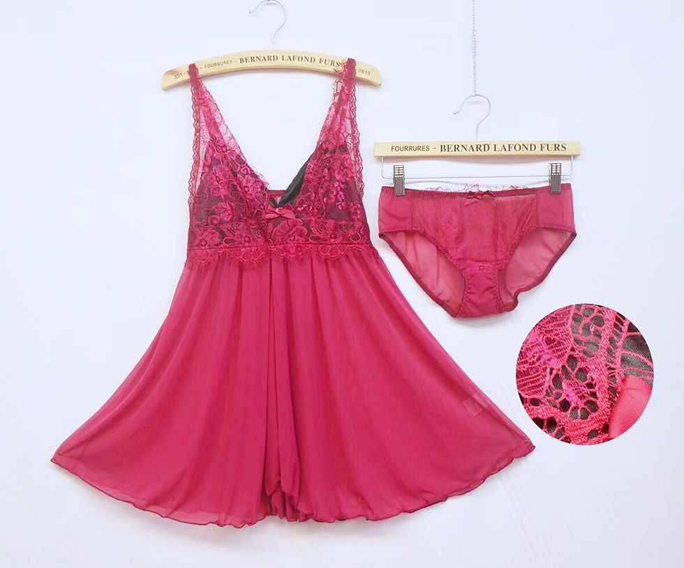 縮圖：出口性感蕾絲透視吊帶睡裙