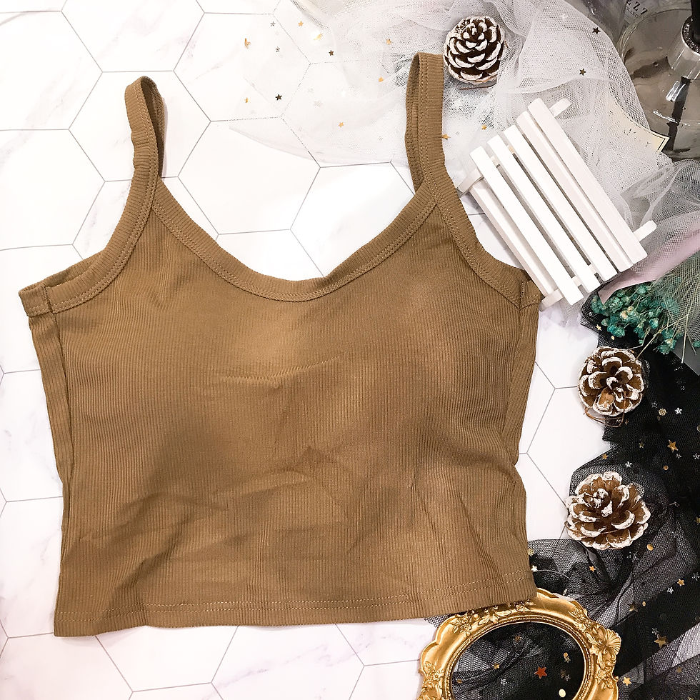 縮圖：吊帶U背羅紋棉固定胸墊半腰TOP