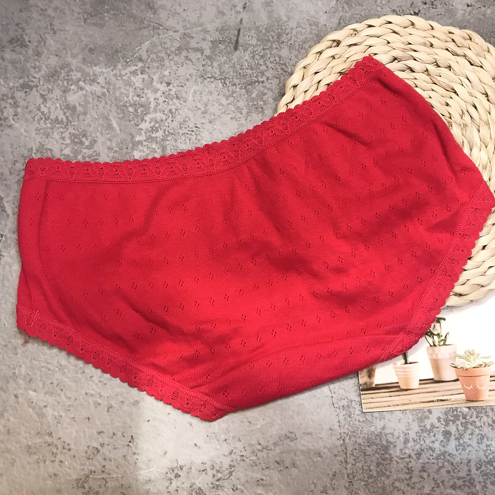 縮圖：單色棉拼小蕾絲邊內褲medium to low rise panty