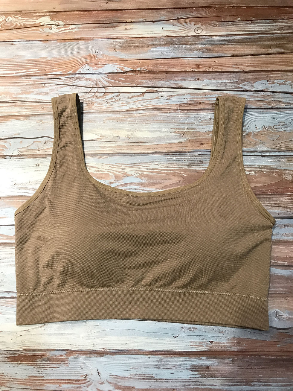 縮圖：大版休閒裸氨莫代爾乳感透氣乳膠固定墊背心半截TOP