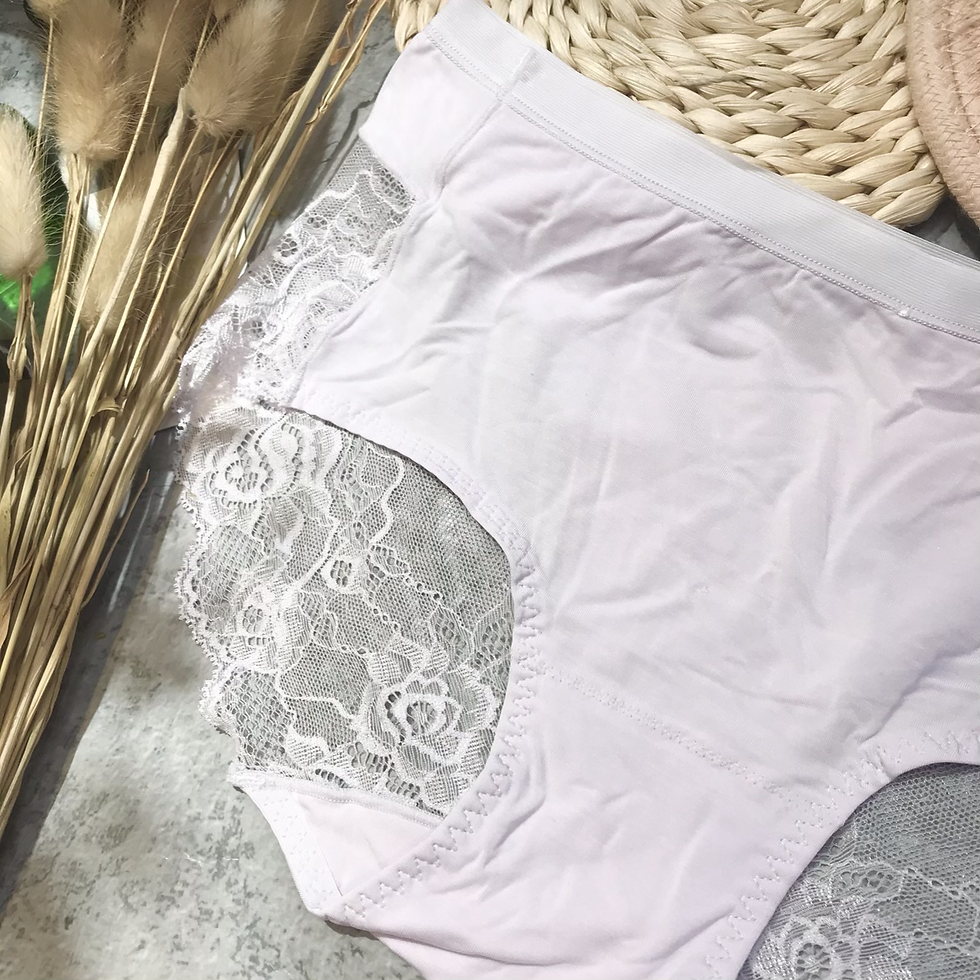 縮圖：中腰無痕腳拼後幅半蕾絲莫代爾內褲medium rise panty