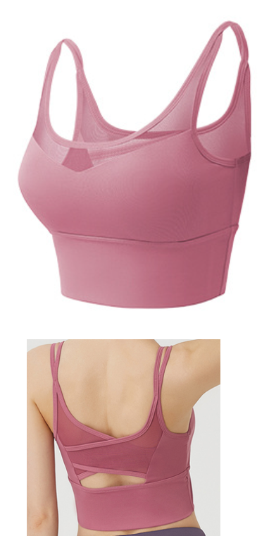 縮圖：前胸網交叉網背開窿雙肩帶柔滑舒適運動BRA TOP
