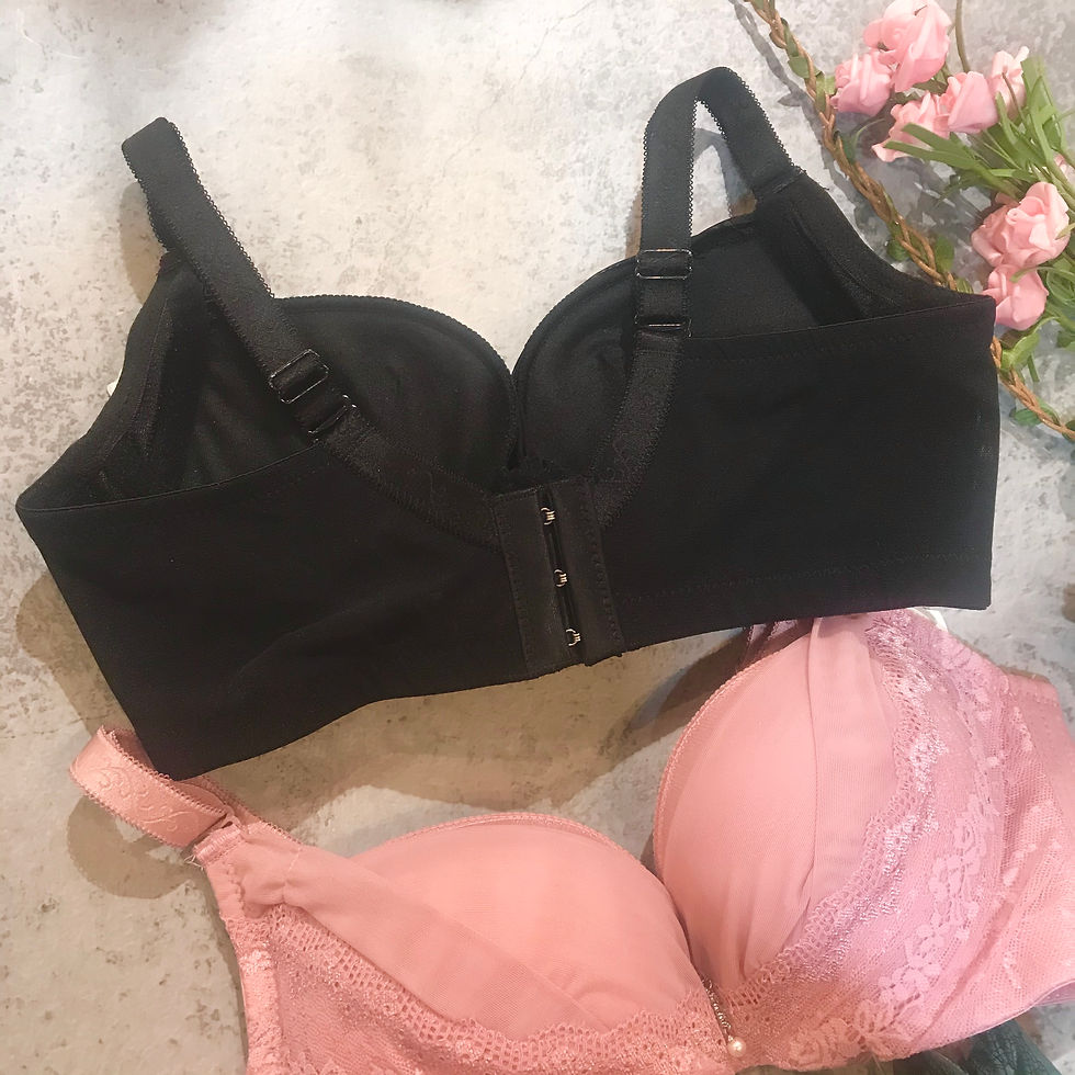 縮圖：38B 平口蕾絲閃石心心扣Bra