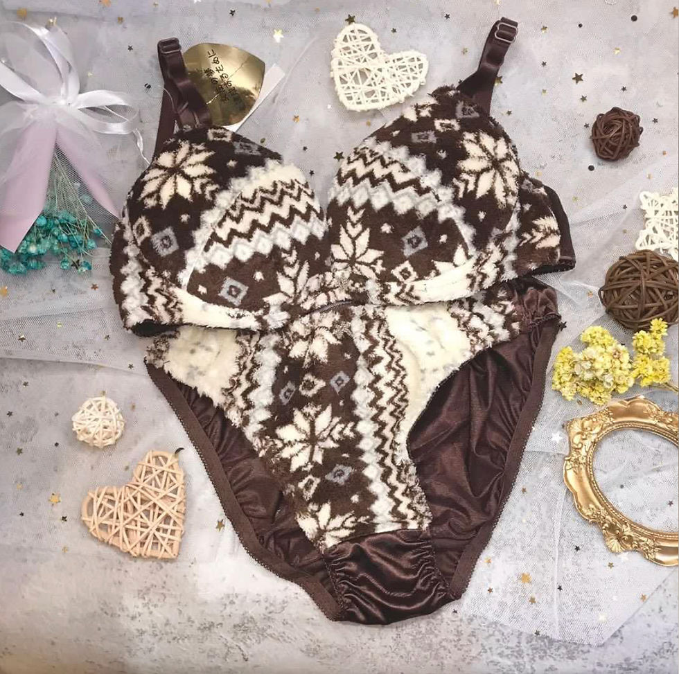 縮圖：32/34B 出口雪花毛毛Bra Set胸圍套裝