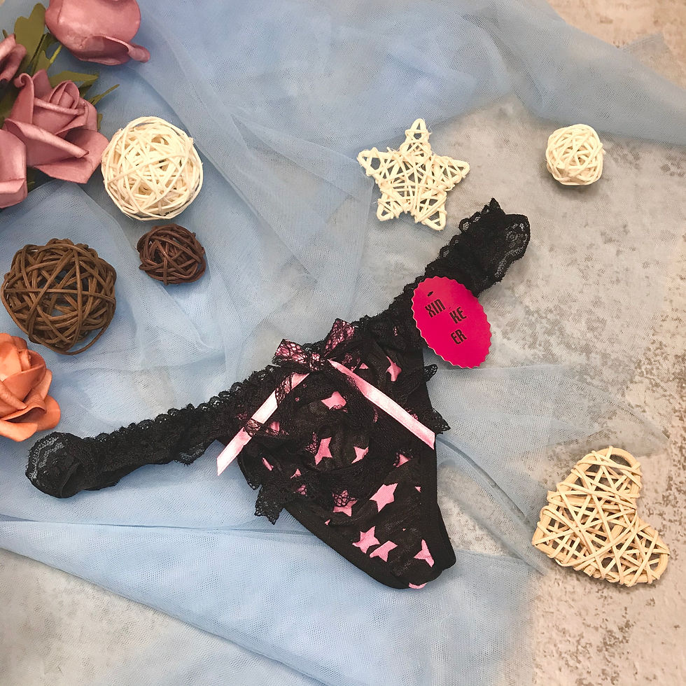 縮圖：圖案拼蕾絲T-Back內褲 Tangas Panty