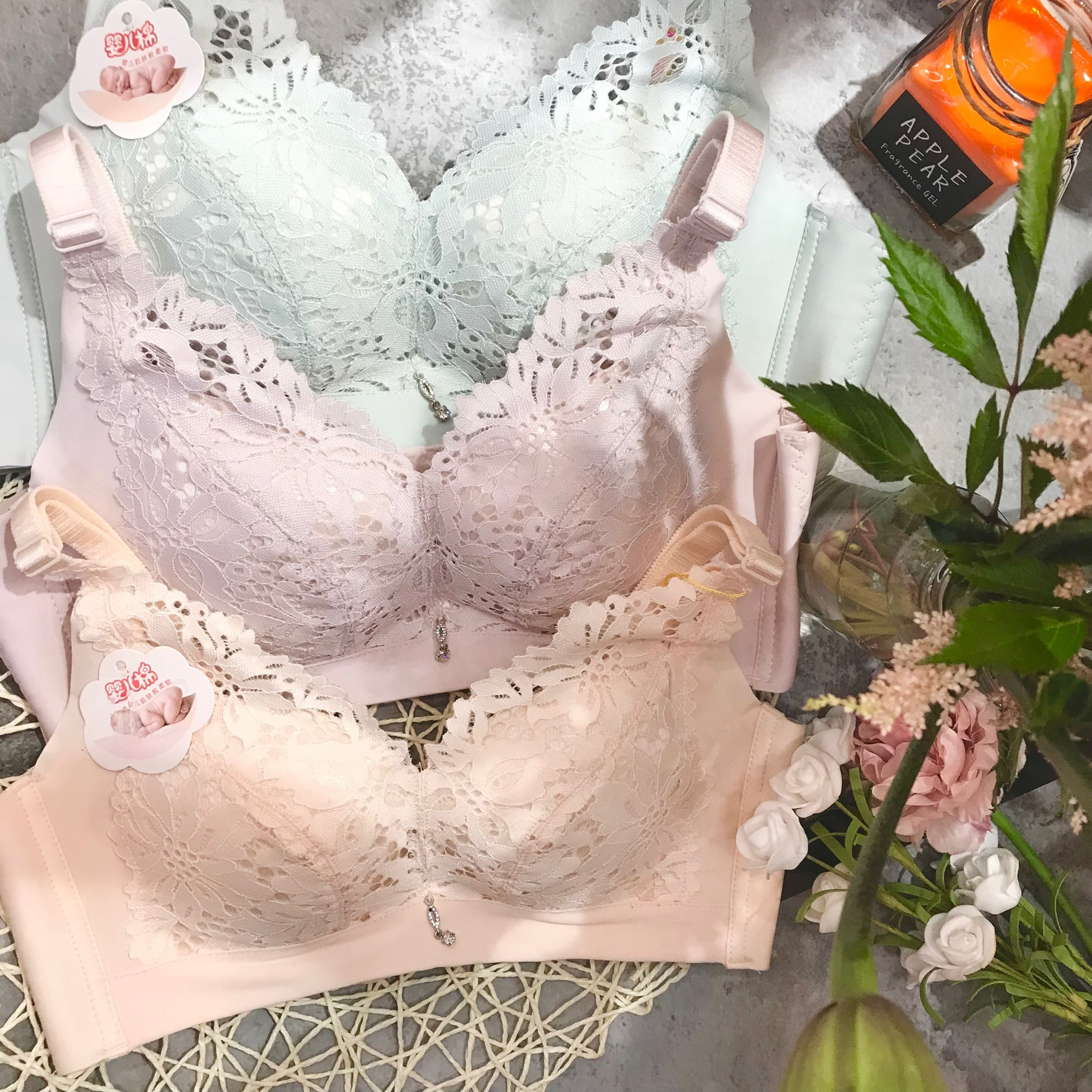 36AB CUP 迷漫花布嬰兒棉無鋼圈Push Up Bra