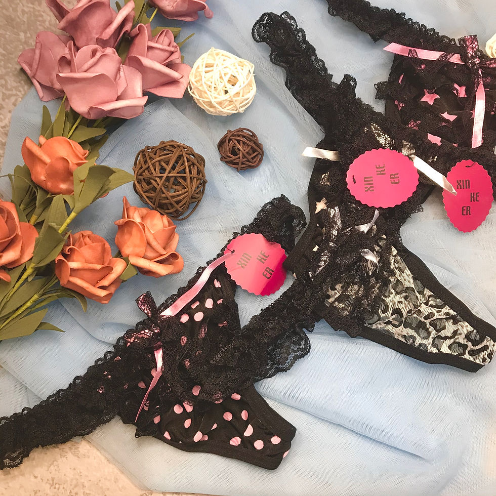 縮圖：圖案拼蕾絲T-Back內褲 Tangas Panty