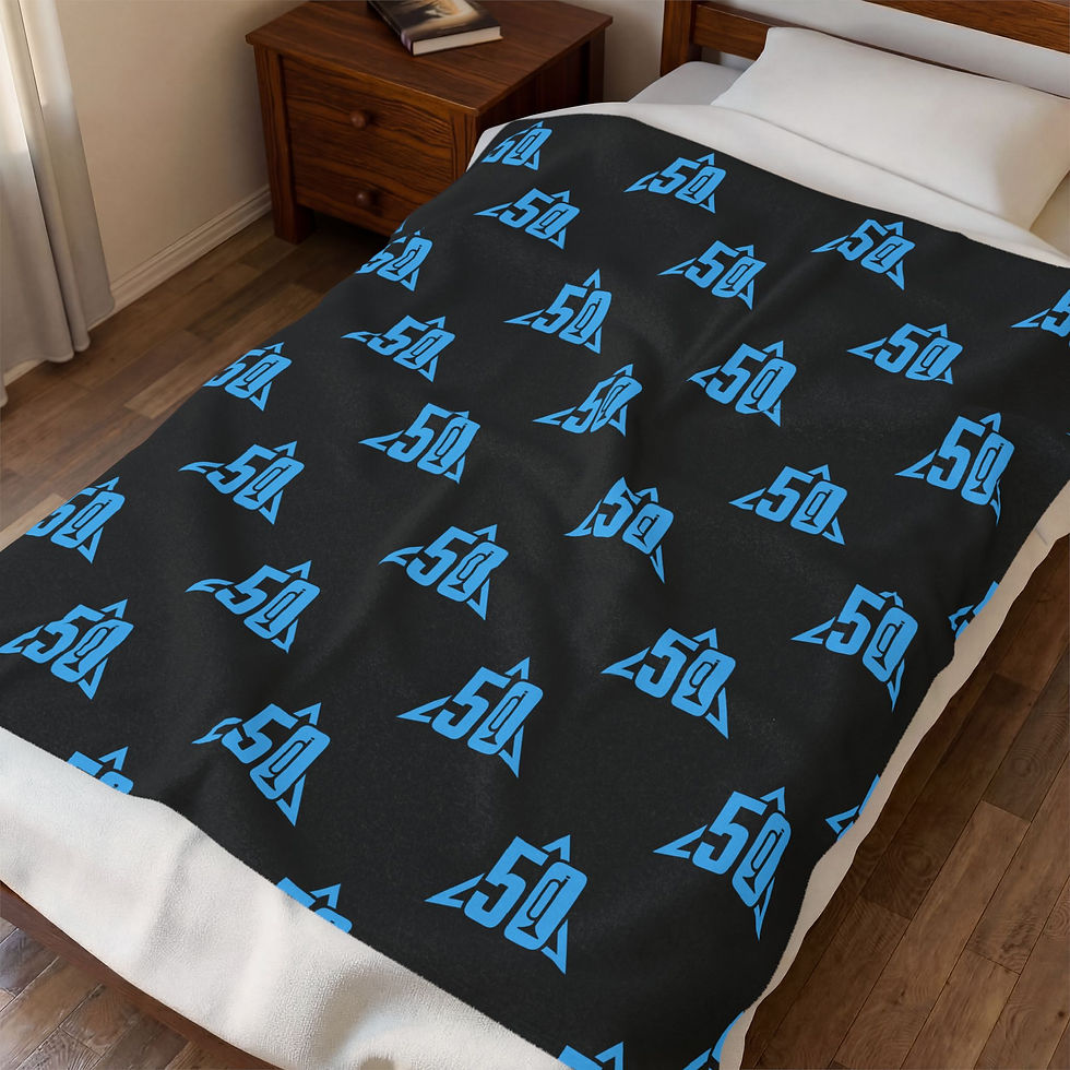 Thumbnail: 50th Anniversary Baby Blue LogoVelveteen Plush Blanket