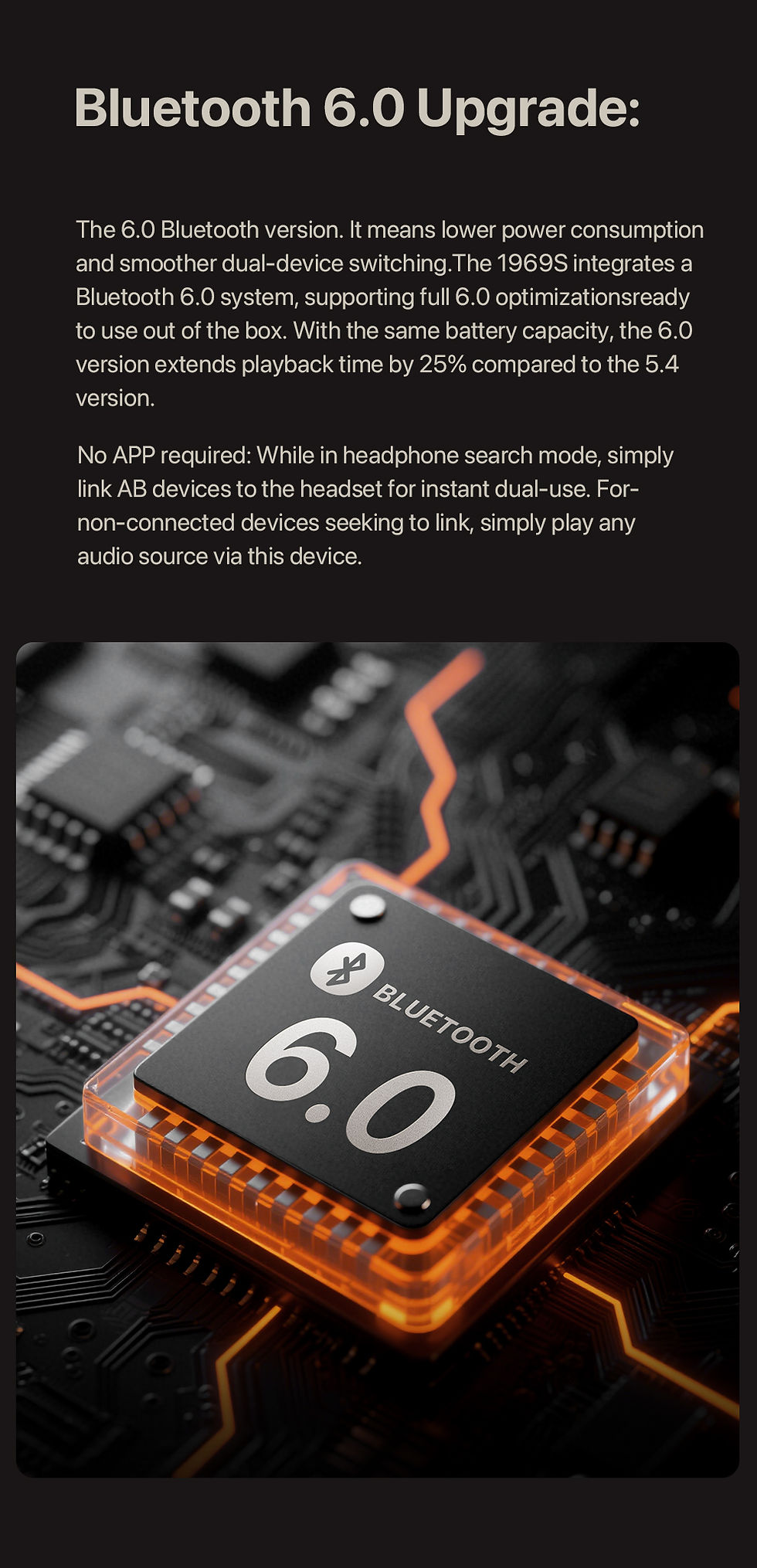 Thumbnail: WHIZZER 1969S Wireless Headphones Bluetooth 6.0 ANC Over Ear Headset Deep Bass S