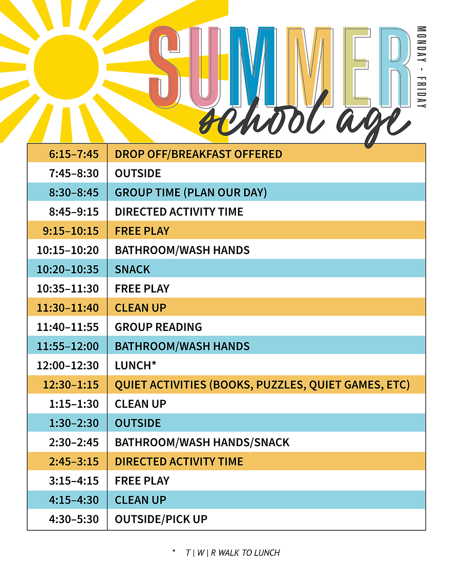 CCDC School Age Summer Schedule 2026