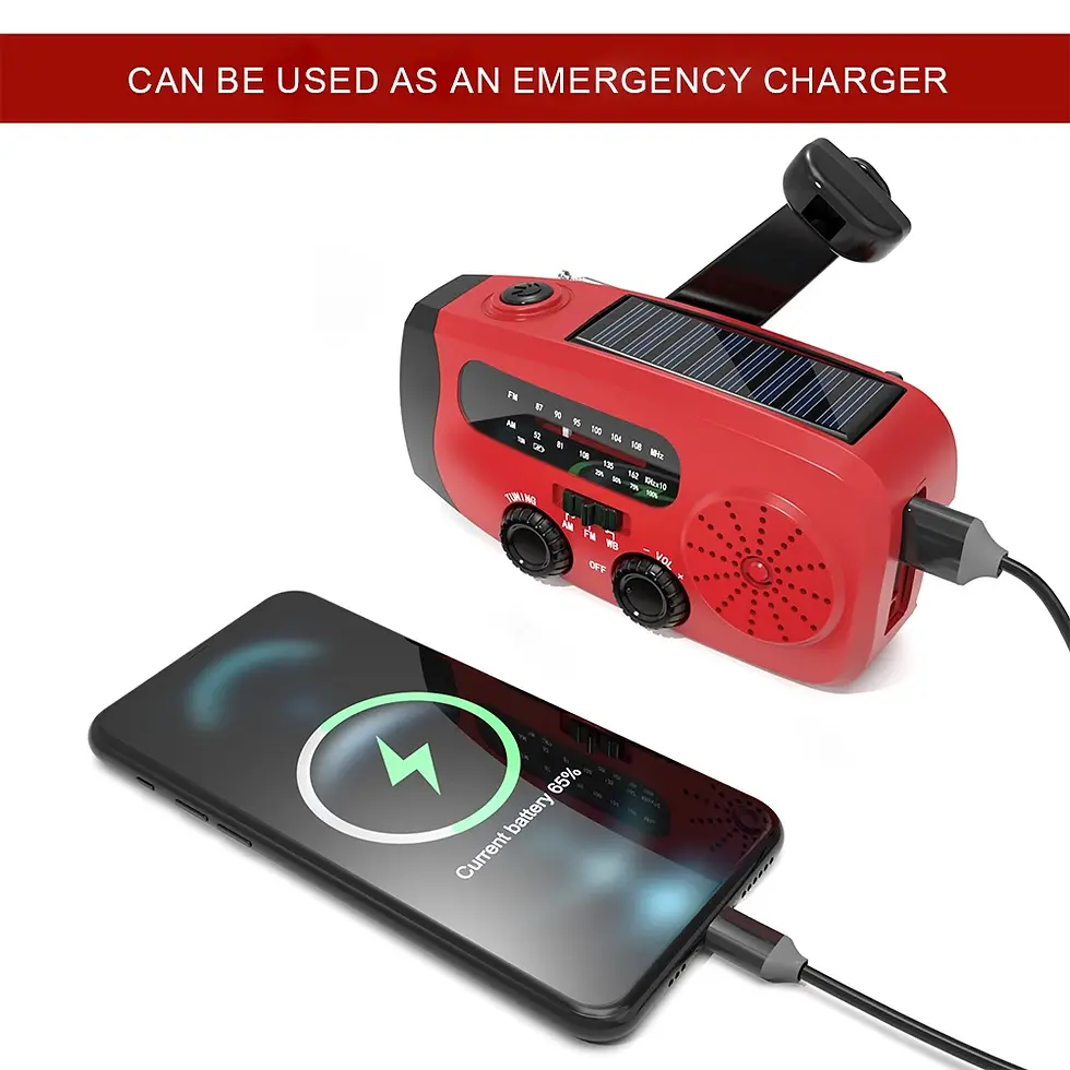 Thumbnail: Portable Emergency Crank Radio FM/AM/WB Weather Radio with LED Flashlight Multif