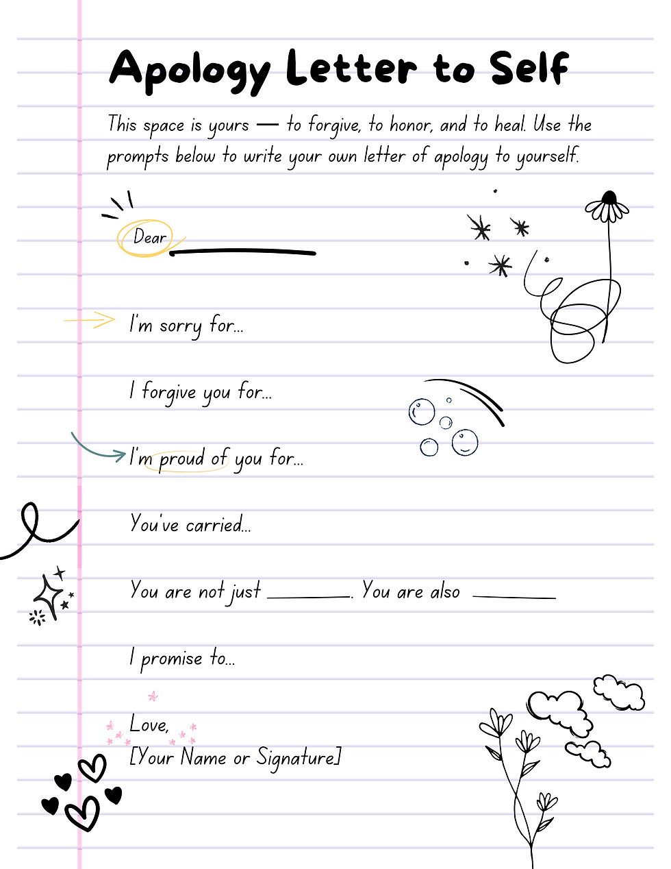 Apology Letter to self template