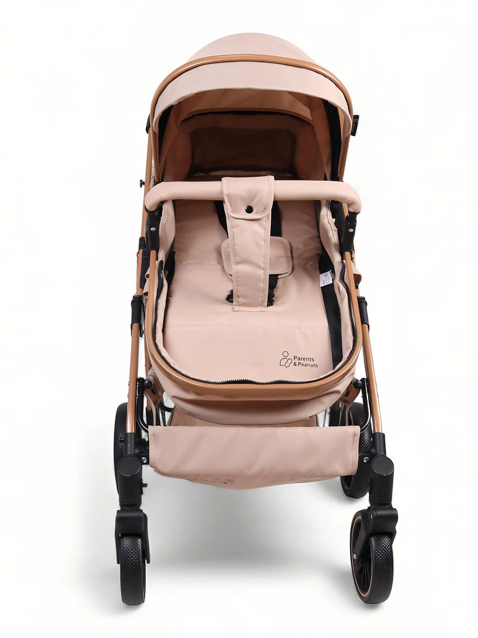 Thumbnail: 3 in 1 Travel System with Car Seat & 7 Accessories - Beige with Rose Gold Frame