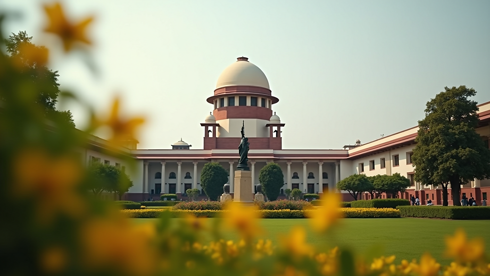Eye-level view of the Indian Supreme Court building