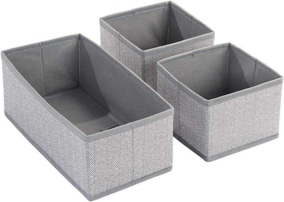 Thumbnail: Set of 3 Small Grey Fabric Drawer/Wardrobe Organisers