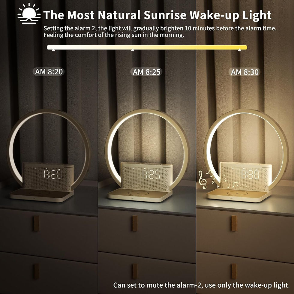 Thumbnail: blonbar Sunrise Alarm Clock Wake Up Light Wireless Charger Bedside Lamp Beige