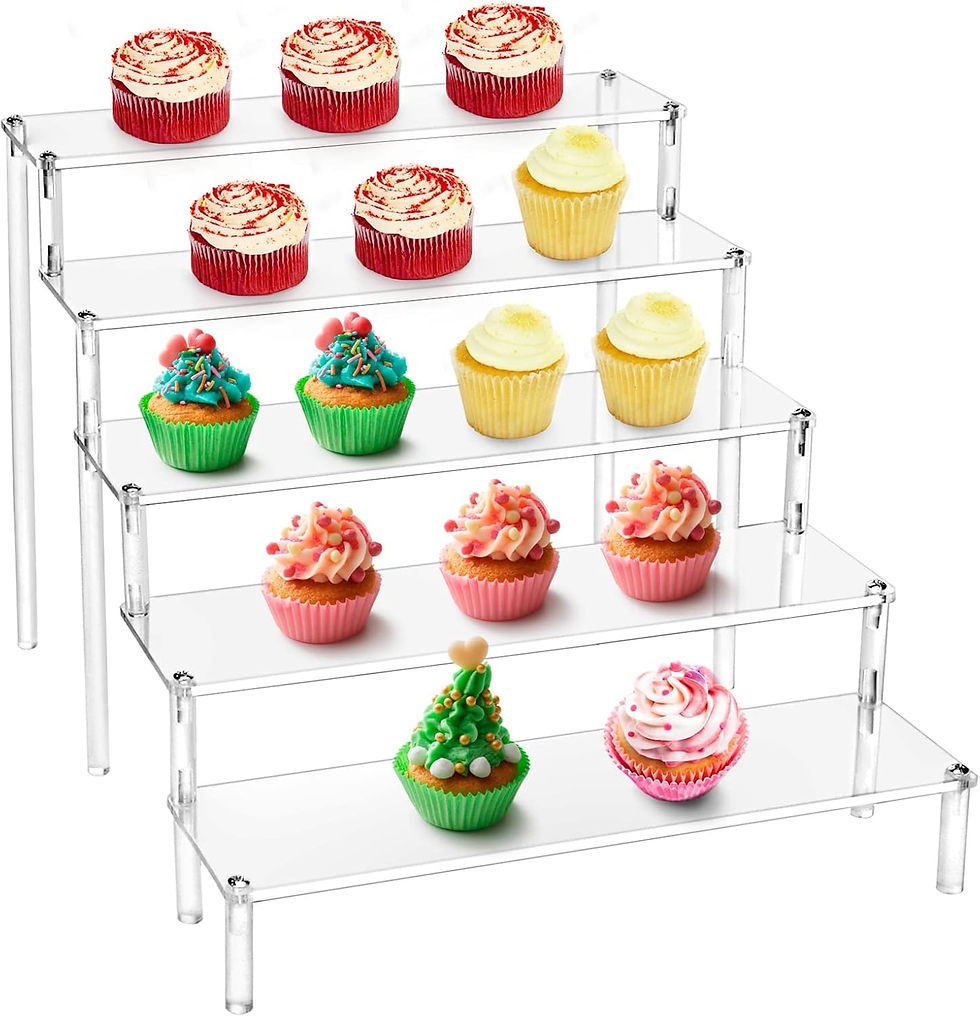 Thumbnail: 2x 5 Tier Clear Acrylic Display Stand Riser Shelf Cupcake Figures Cosmetics