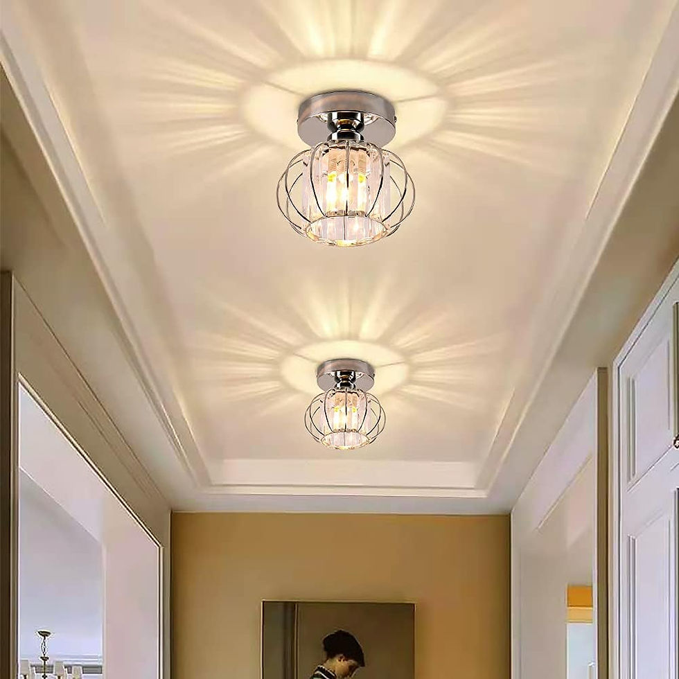 Thumbnail: FRIXCHUR Chrome Mini Crystal Chandelier Semi Flush E27 Ceiling Light 18cm