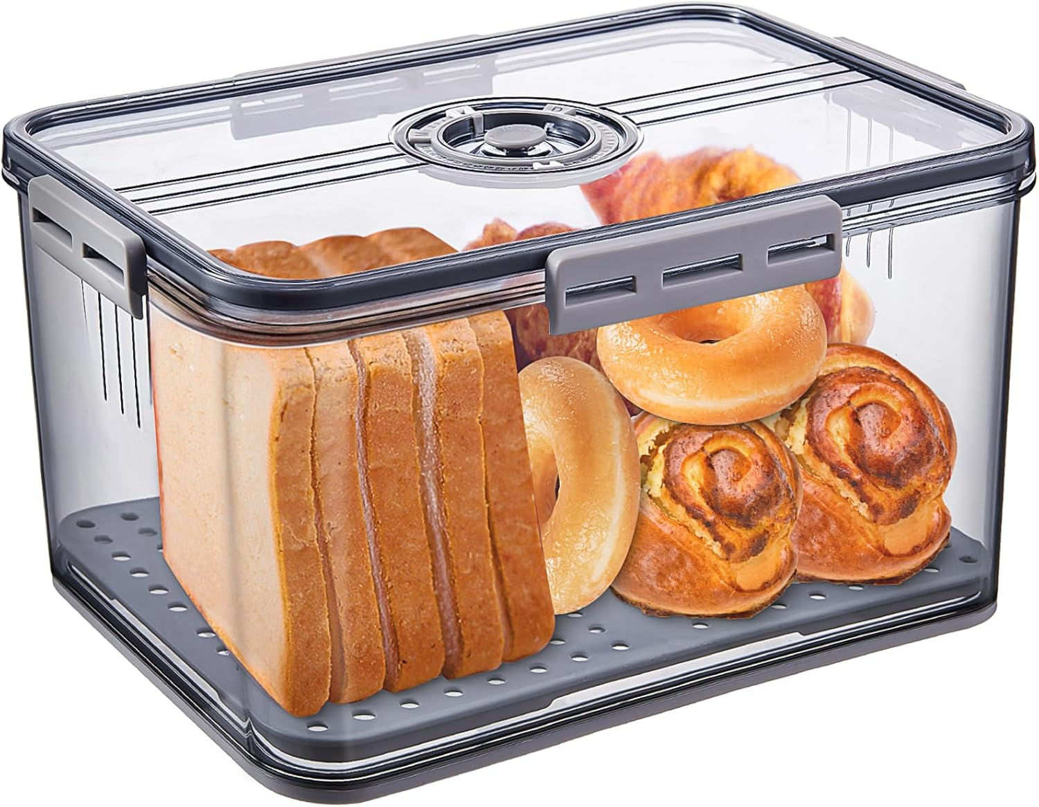 Gifthomfix Large 8L Airtight Bread Bin Storage Box with Date Dial – Grey