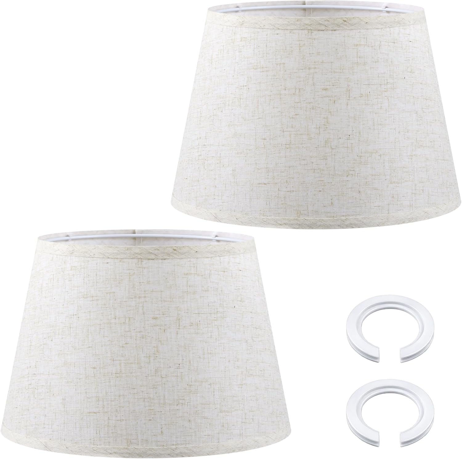Weewooday 2 Pack 12in Cream Linen Lampshades E27/E14 Table Floor Lamp Shades