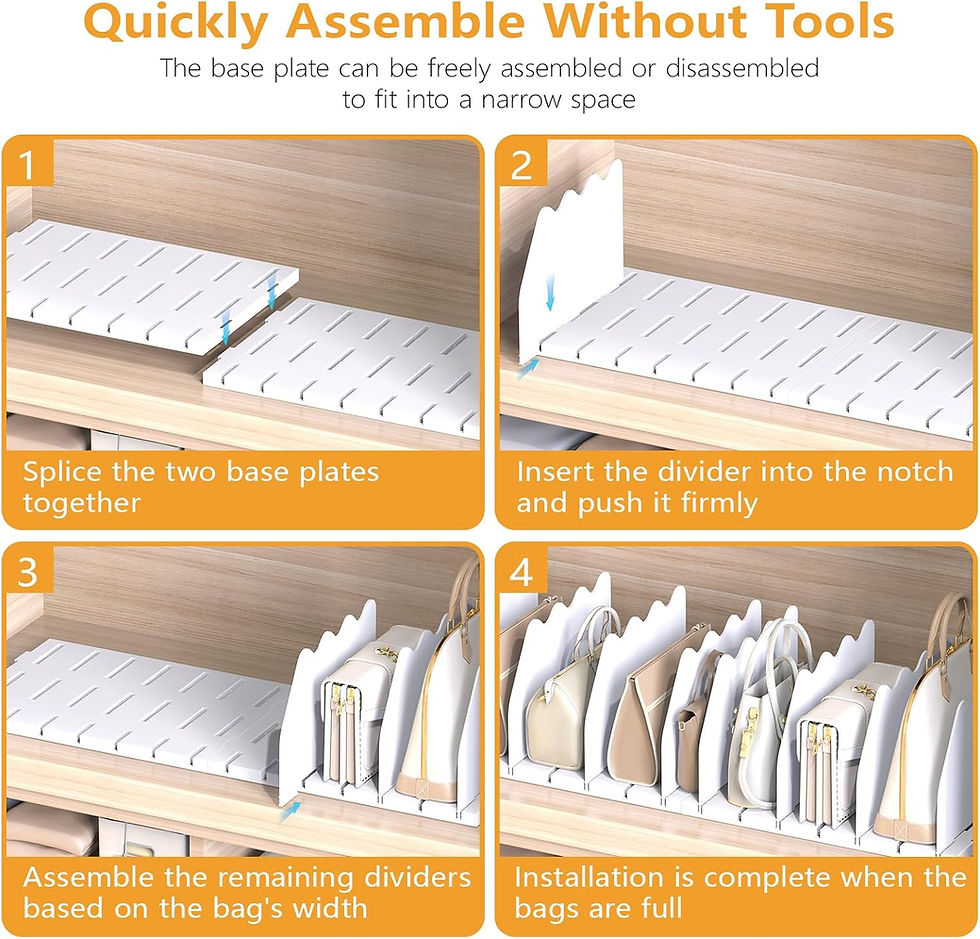 Thumbnail: 8pc Shelf Dividers Handbag Storage Closet Organiser Wardrobe White