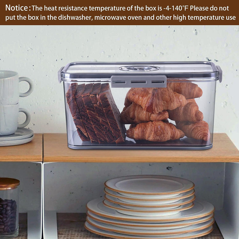 Thumbnail: Gifthomfix Large 8L Airtight Bread Bin Storage Box with Date Dial – Grey