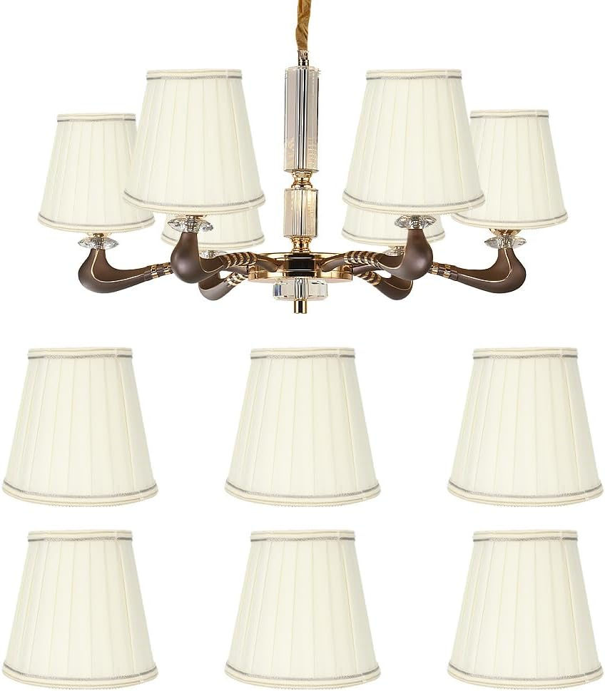 Thumbnail: Set of 6 Cream Fabric Lampshades E14 5.5" Clip On Pleated Shades