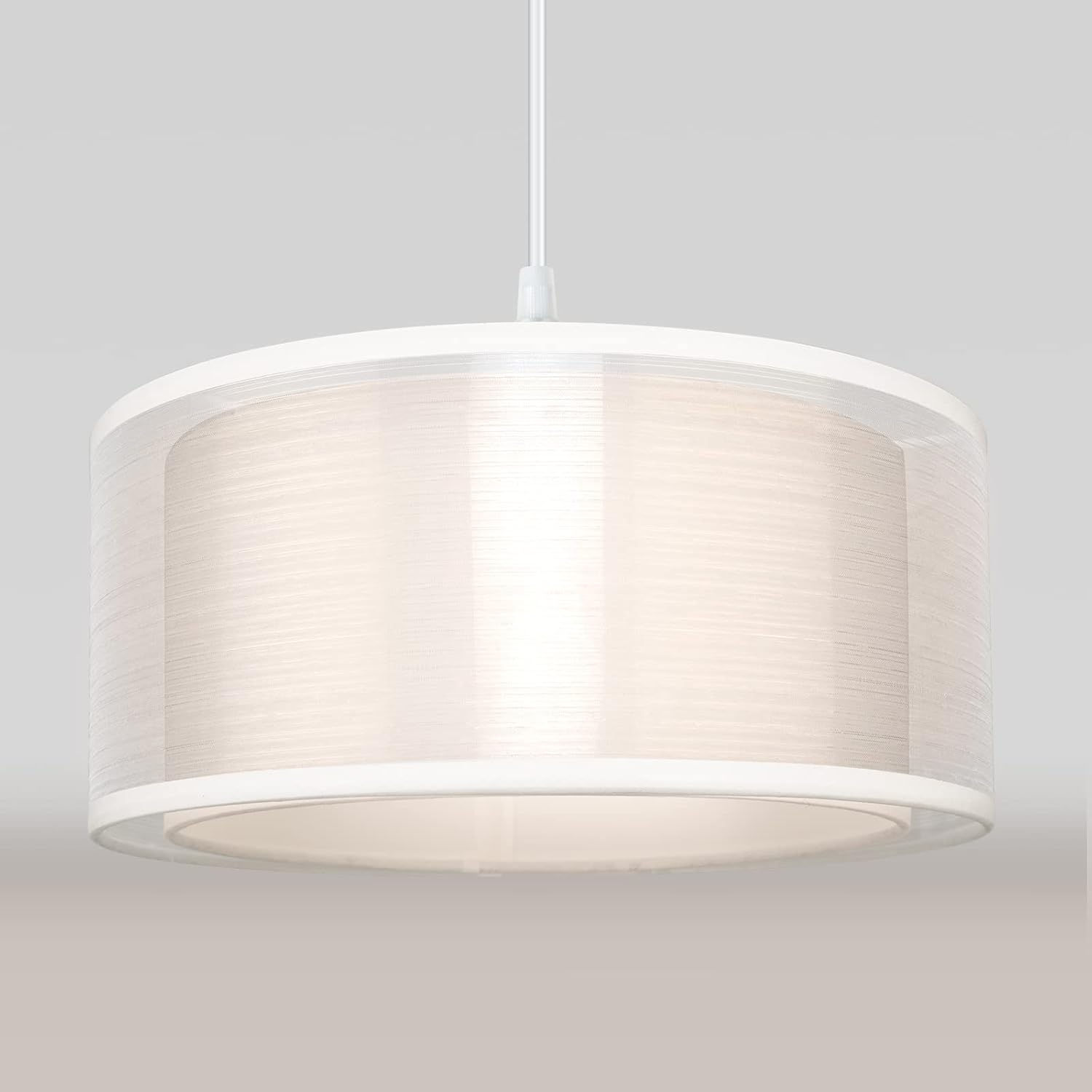 Modern 2 Tier Ceiling Light Shade White Drum Lampshade 30cm Pendant Bedroom
