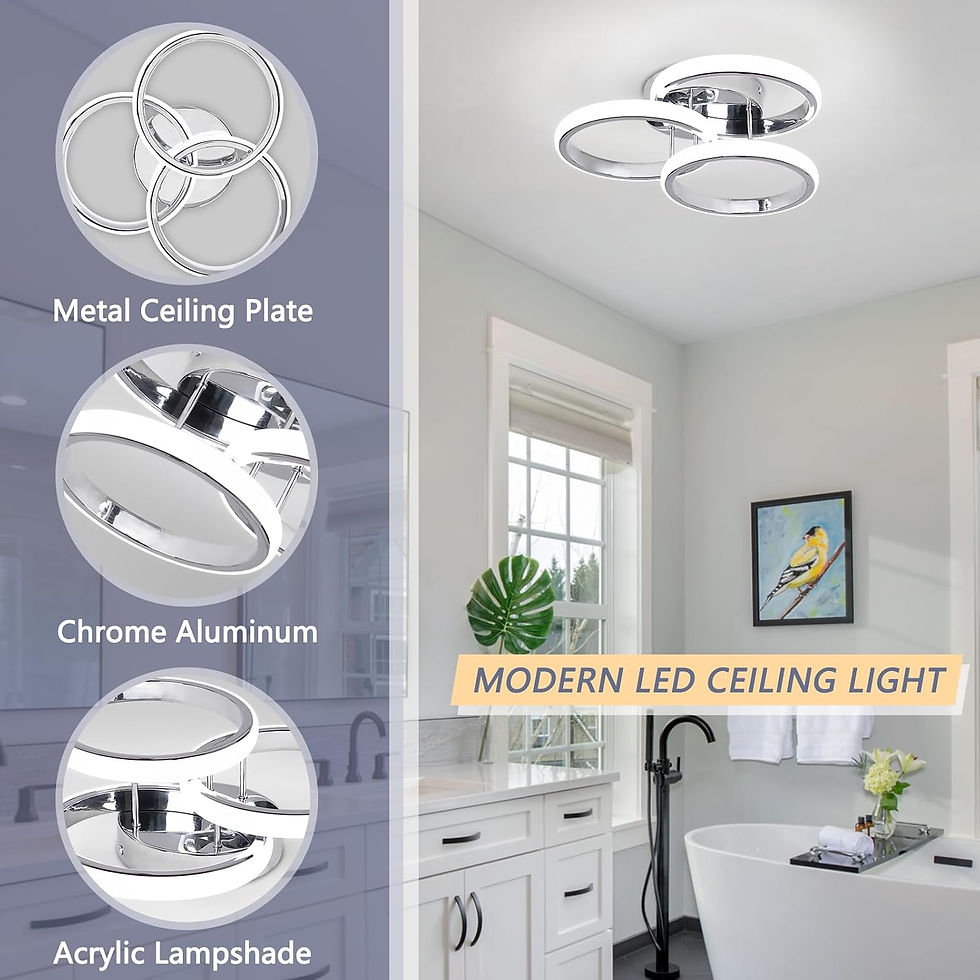 Thumbnail: EIDISUNY 36W LED Ceiling Light Silver 3 Ring Cool White 6000K Modern Lamp