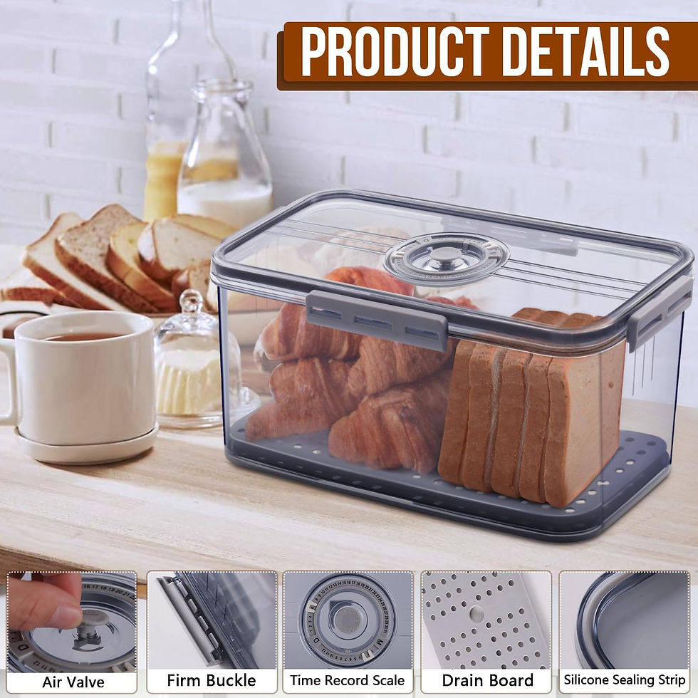 Thumbnail: Gifthomfix Large 8L Airtight Bread Bin Storage Box with Date Dial – Grey