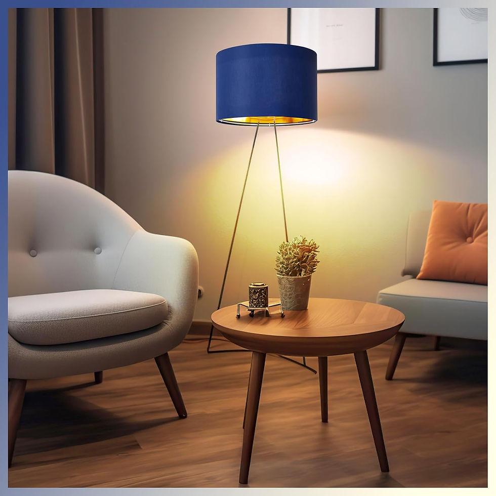 Thumbnail: 2 Pack Blue Lampshade 12" Drum Shade Gold Inner E27 E14 Pendant Ceiling Light