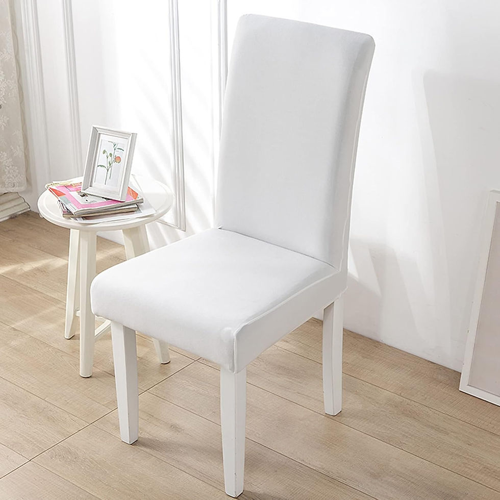 Thumbnail: Set of 4 White Stretch Dining Chair Covers Washable Slipcovers