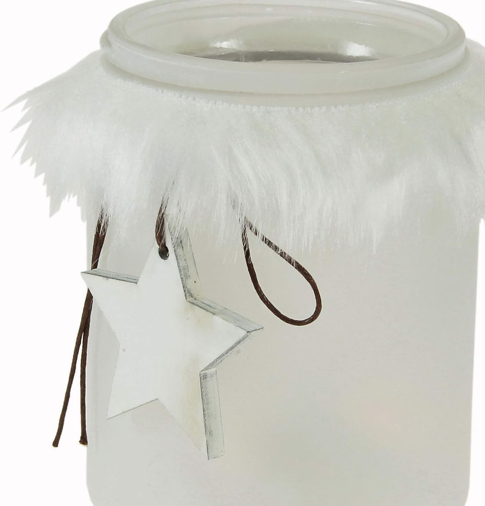 Thumbnail: 2 Pieces White Candle Holders in Frosted Glass Christmas Decoration Ceramic