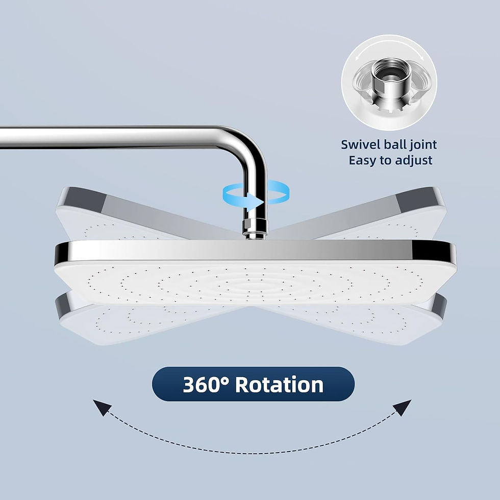 Thumbnail: Hibbent 12 x 8in Self Cleaning Rainfall Shower Head High Pressure White