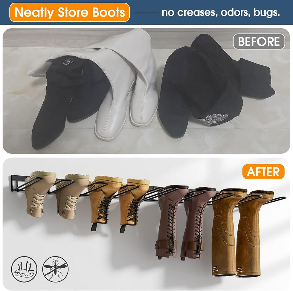 Thumbnail: Wall Mounted Welly Boot Rack Holder 4 Pairs Metal Shoe Storage Stand
