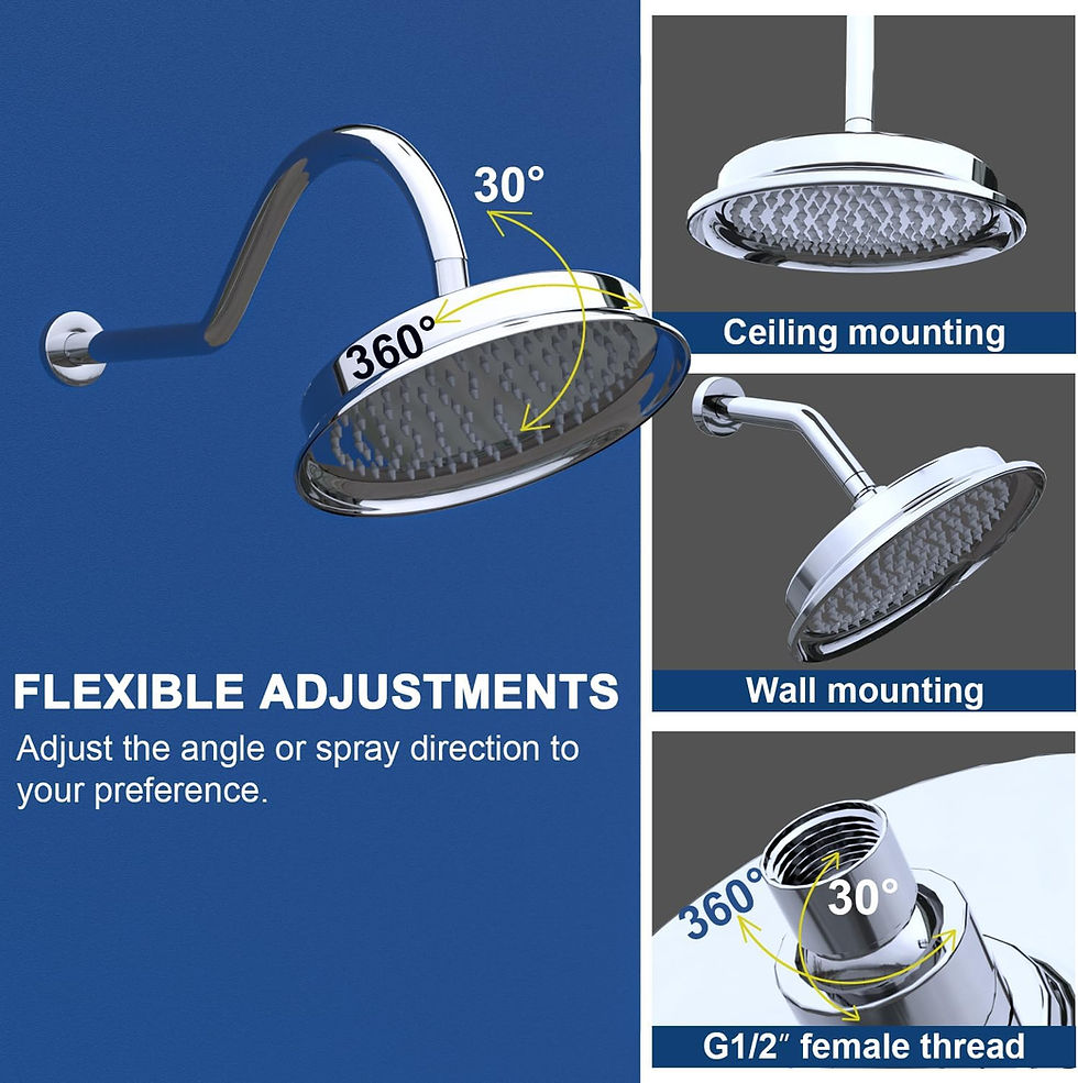 Thumbnail: Large Round Rainfall Shower Head Chrome Stainless Steel 228mm