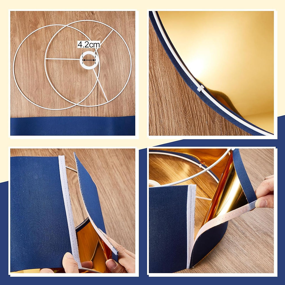 Thumbnail: 2 Pack Blue Lampshade 12" Drum Shade Gold Inner E27 E14 Pendant Ceiling Light