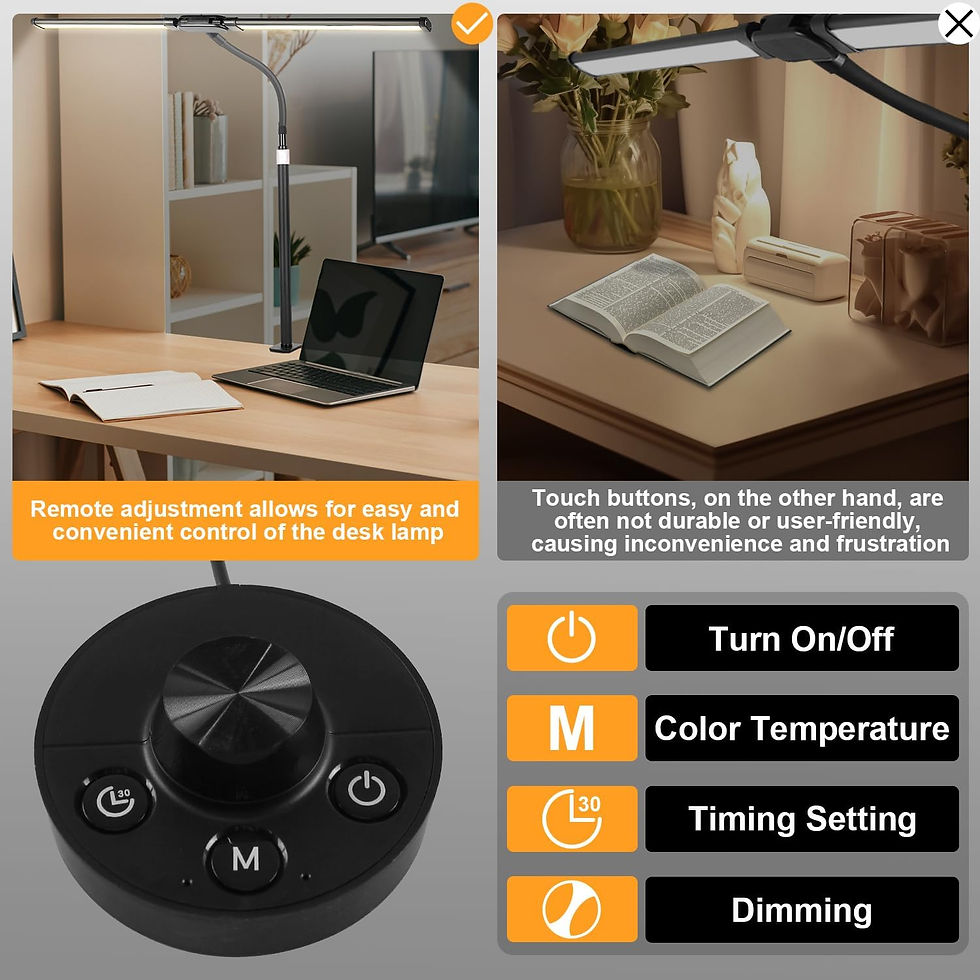 Thumbnail: Woputne LED Desk Lamp Clamp Dual Head 5 Colour 10 Brightness Office Study
