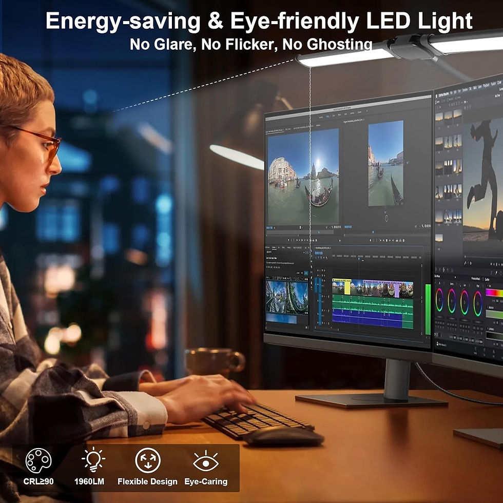 Thumbnail: Woputne LED Desk Lamp Clamp Dual Head 5 Colour 10 Brightness Office Study