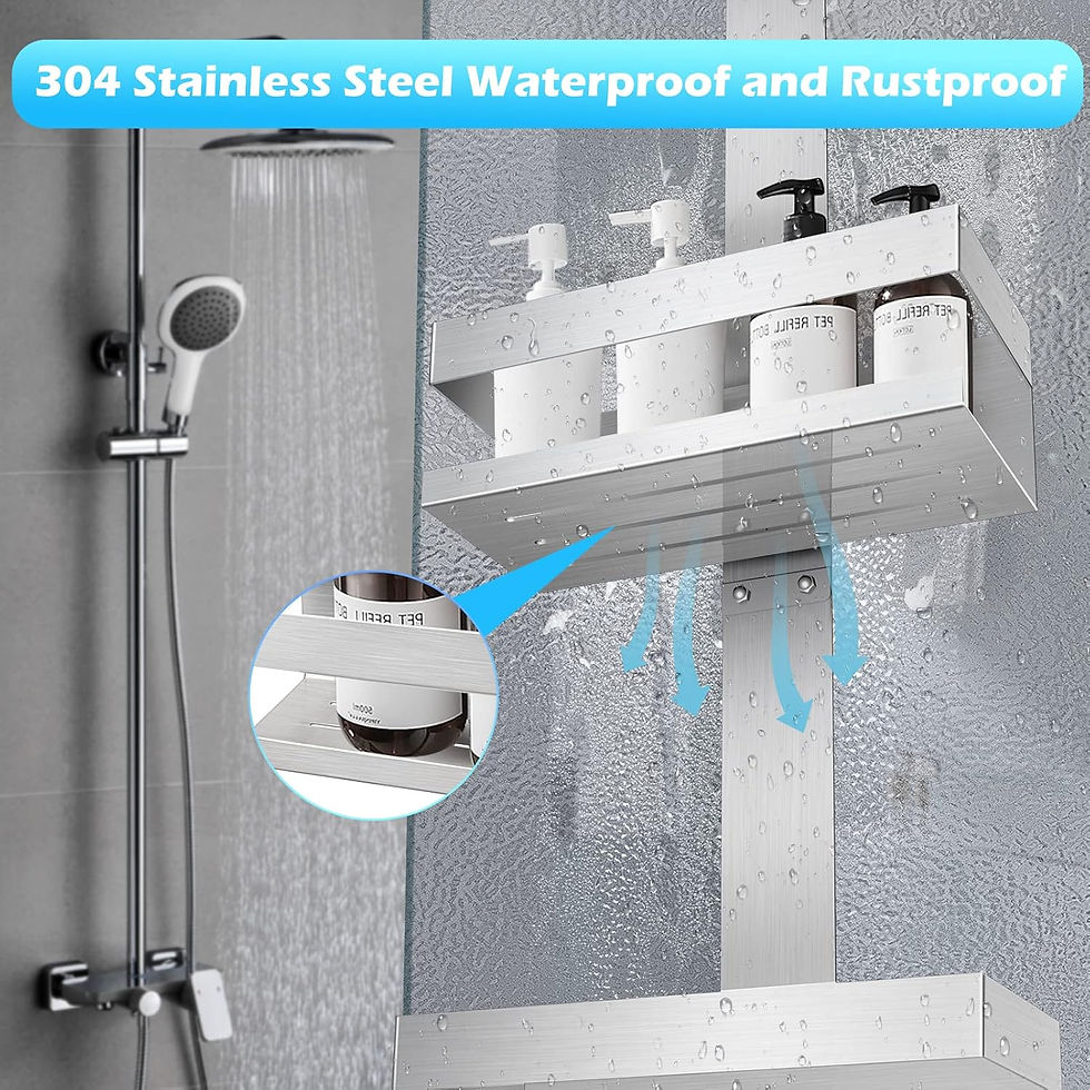 Thumbnail: Stainless Steel Hanging Shower Caddy Over Door Bathroom Shelf No Drill