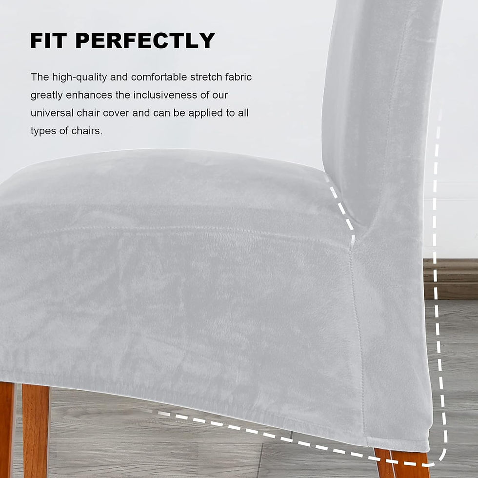 Thumbnail: Set of 4 Velvet Dining Chair Covers Light Grey Stretch High Back Slipcovers