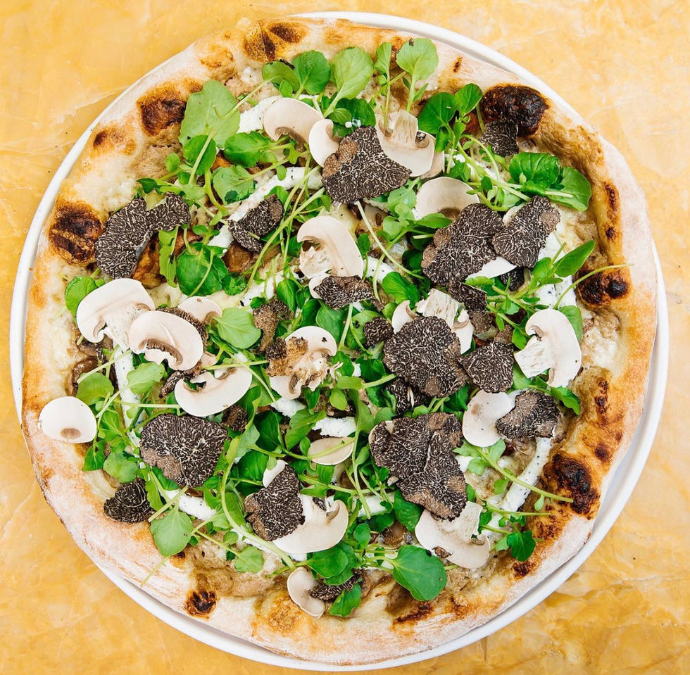 Annabel's private member's club in Mayfair, London, UK. Signature black truffle pizza. Menu
hospitality consultancy by Ryan Brown